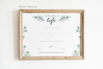 Miscarriage Keepsake - Certificate of Life - Our Story Paper Co.