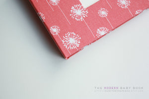 Coral Dandelion Modern Baby Book - Our Story Paper Co.