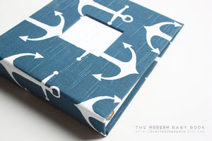 Navy Anchor Modern Baby Book - Our Story Paper Co.