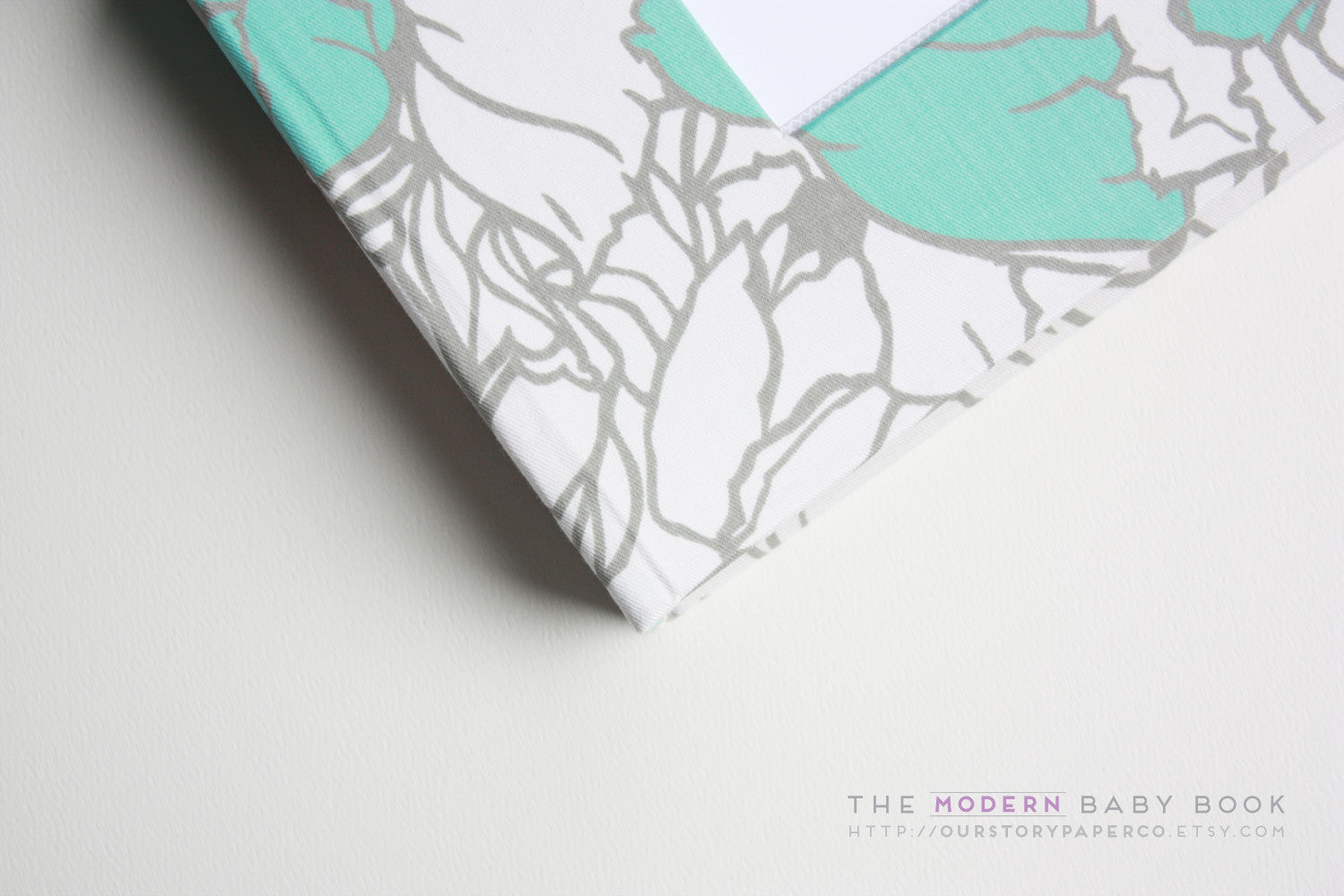 Teal Cottage Flowers Modern Baby Book - Our Story Paper Co.