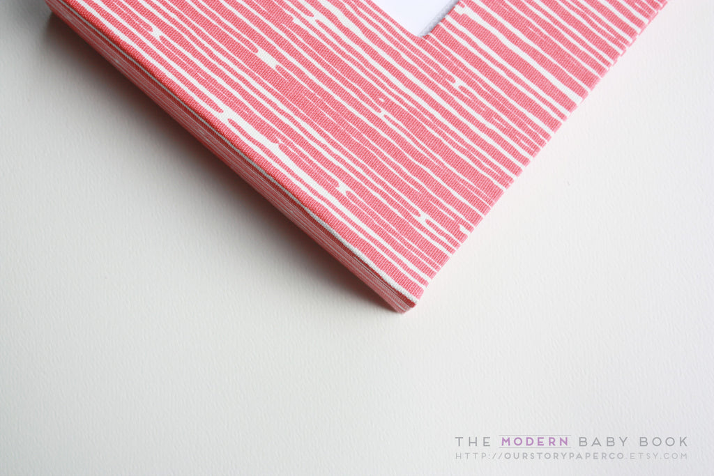 Coral Lines Modern Baby Book - Our Story Paper Co.