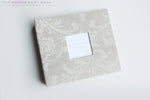 Natural Linen Damask Modern Baby Book - Our Story Paper Co.