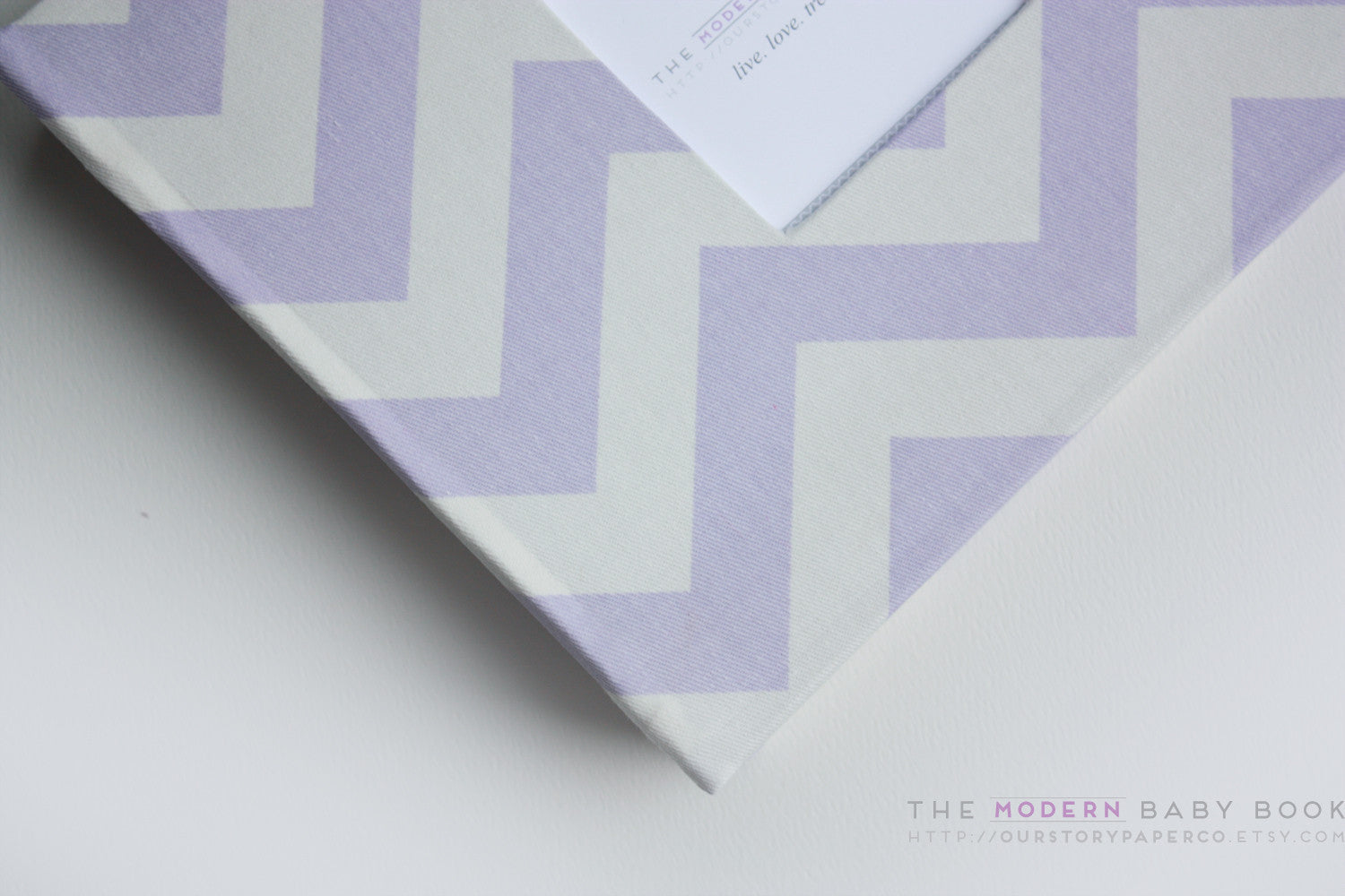 Lavender Chevron Modern Baby Book - Our Story Paper Co.