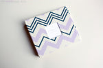 Lavender and Navy Scribble Chevron Modern Baby Book - Our Story Paper Co.