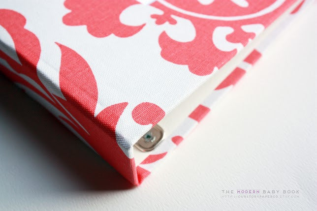 Coral Swirls Modern Baby Book - Our Story Paper Co.