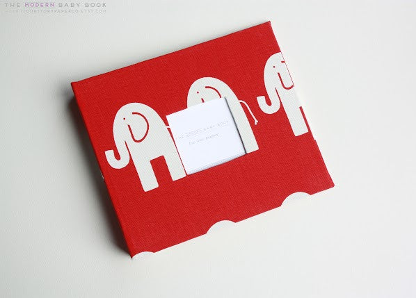 Red Elephant Modern Baby Book - Our Story Paper Co.