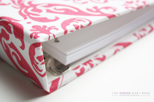 Candy Pink Damask Modern Baby Book - Our Story Paper Co.