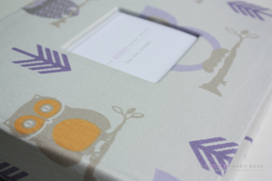 Lavender Hooty Owl Modern Baby Book - Our Story Paper Co.