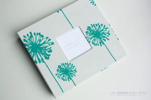 Teal Large Dandelion Modern Baby Book - Our Story Paper Co.