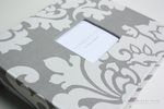 Gray Floral Damask Modern Baby Book - Our Story Paper Co.