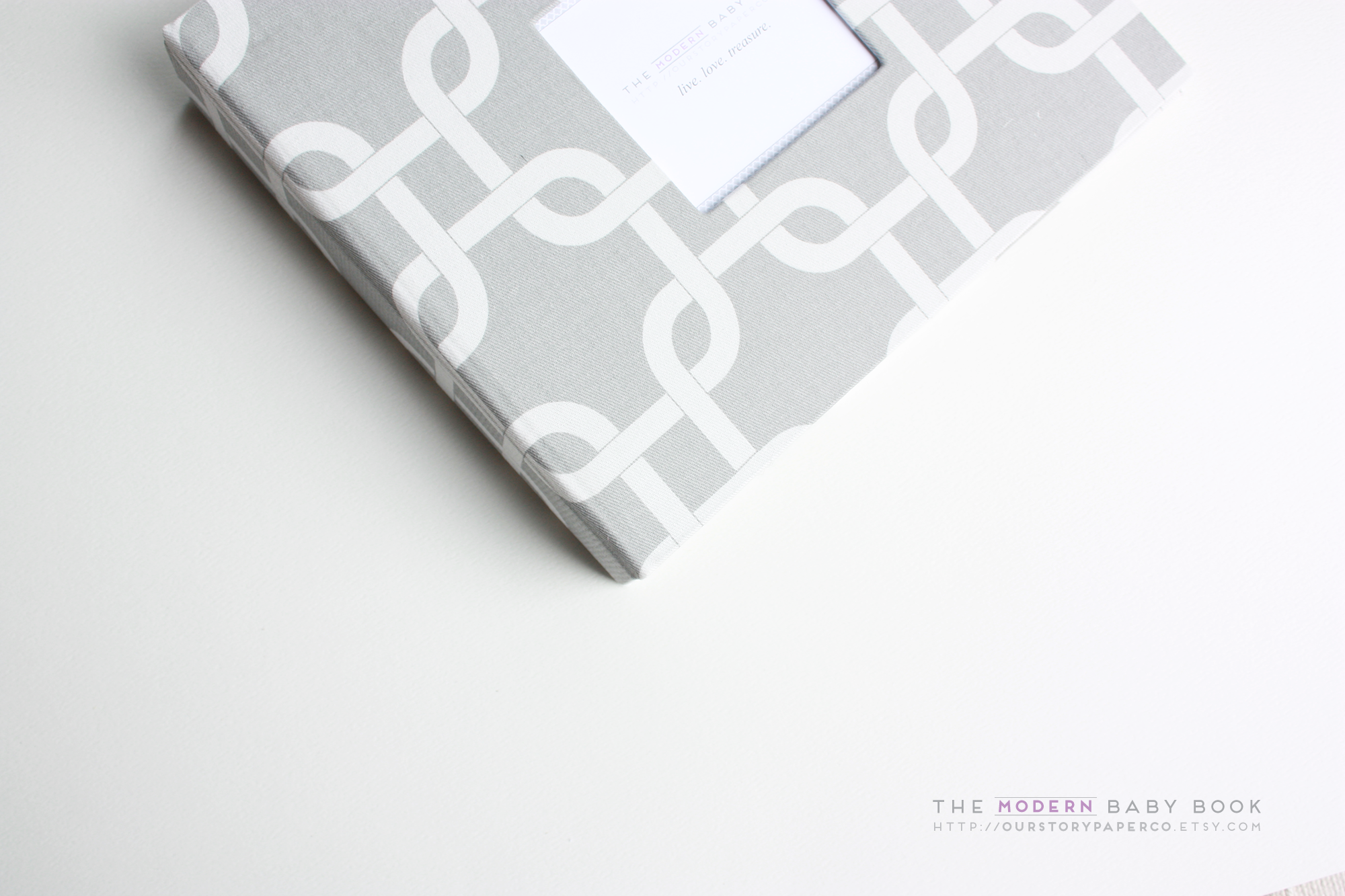 Gray Chainlink Modern Baby Book - Our Story Paper Co.