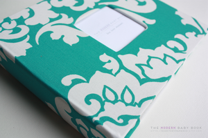 Teal Berlin Swirls Modern Baby Book - Our Story Paper Co.