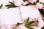 Baby Pink Damask Modern Baby Book - Our Story Paper Co.