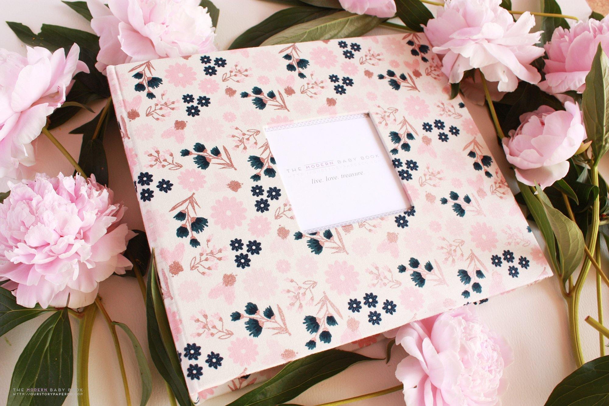 Sparkle Cream Rose Bunch Rose Gold Modern Baby Book - Our Story Paper Co.