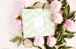 Mint Green Chevron Modern Baby Book - Our Story Paper Co.