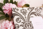 Charcoal Damask Modern Baby Book - Our Story Paper Co.