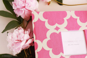 Pink Lattice Modern Baby Book - Our Story Paper Co.