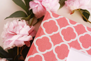 Coral Lattice Modern Baby Book - Our Story Paper Co.