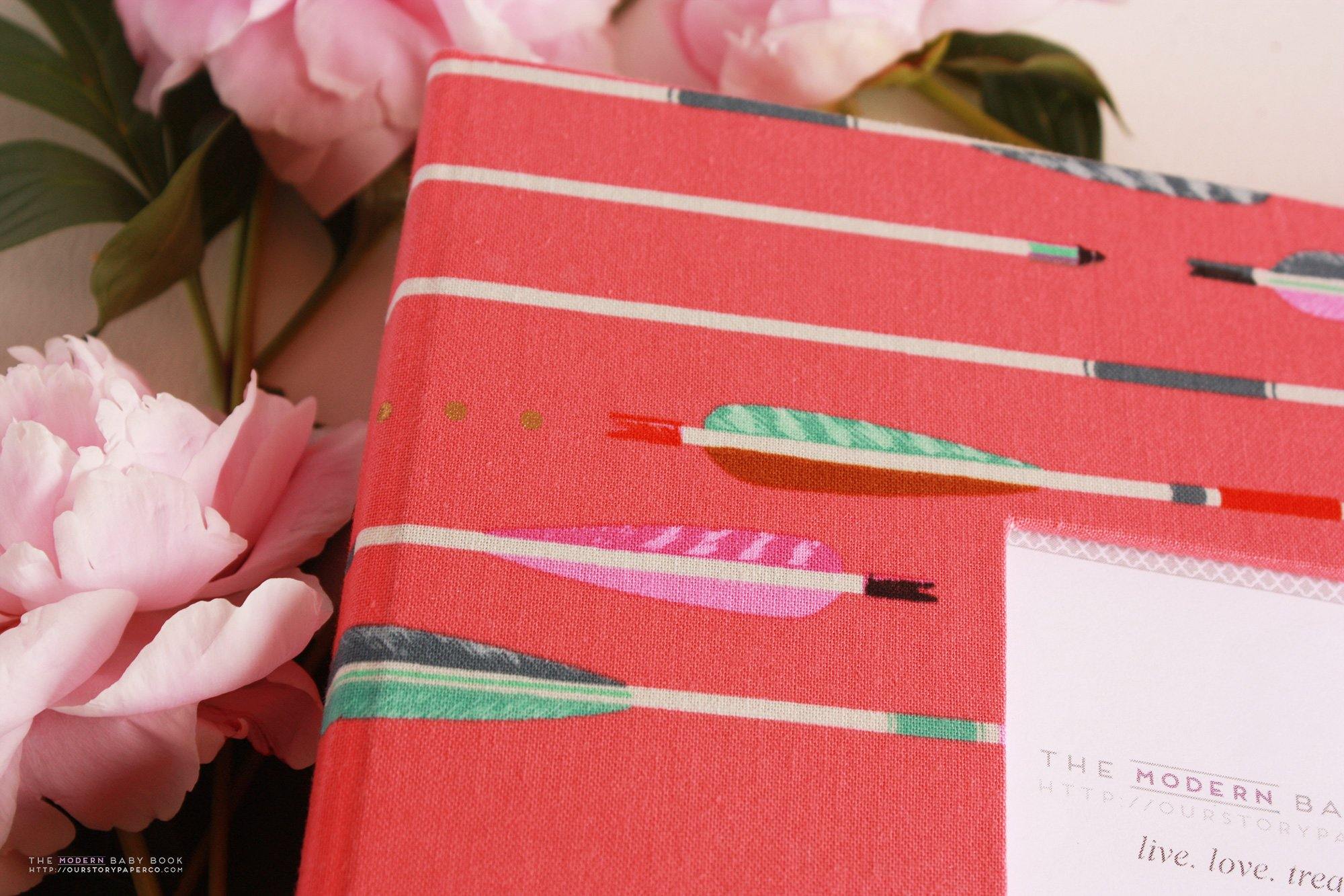 Coral Western Arrow  Modern Baby Book - Our Story Paper Co.