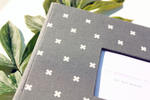 Carbon Grey Criss Cross  Modern Baby Book - Our Story Paper Co.