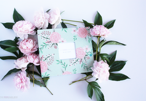Mint Peonies Modern Baby Book - Our Story Paper Co.