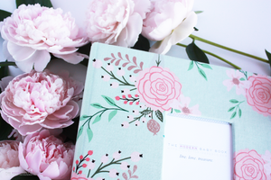 Mint Peonies Modern Baby Book - Our Story Paper Co.