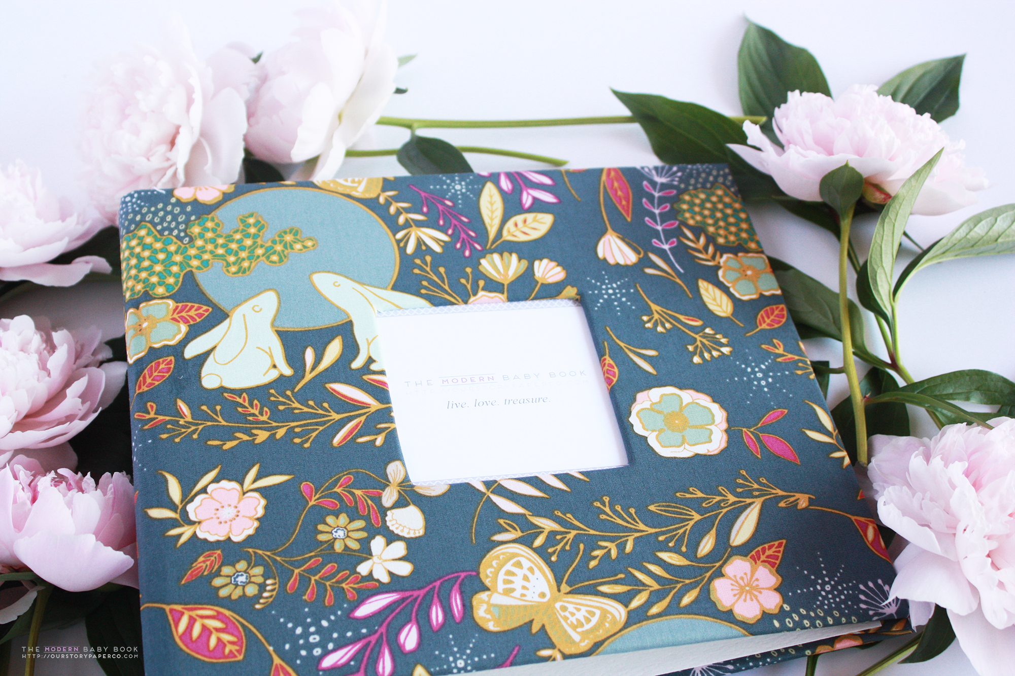 Moonlight Florals Modern Baby Book - Our Story Paper Co.