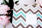Teal and Gray Chevron Modern Baby Book - Our Story Paper Co.