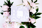 Lavender Damask Modern Baby Book - Our Story Paper Co.