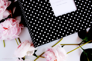 Black Pin Dot Modern Baby Book - Our Story Paper Co.