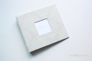 Natural Beige Swirls Modern Baby Book - Our Story Paper Co.