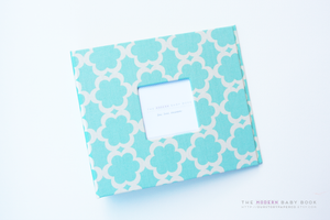 Blue Lattice Modern Baby Book - Our Story Paper Co.