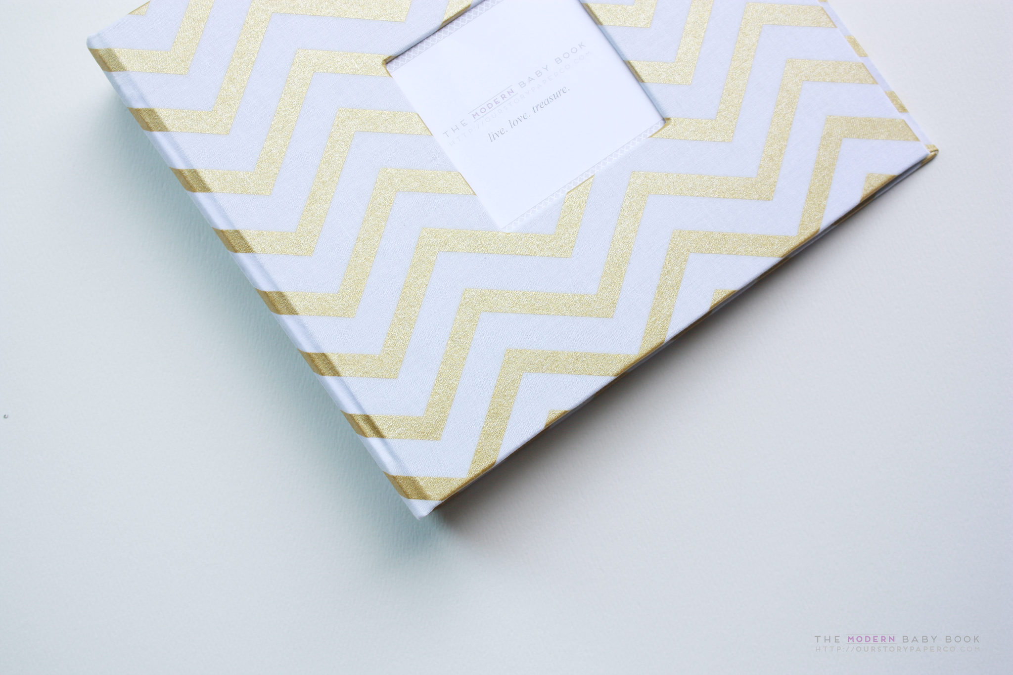 Gold Chevron Modern Baby Book - Our Story Paper Co.