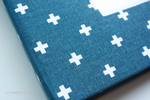 Navy and White Mini Crosses Modern Baby Book - Our Story Paper Co.