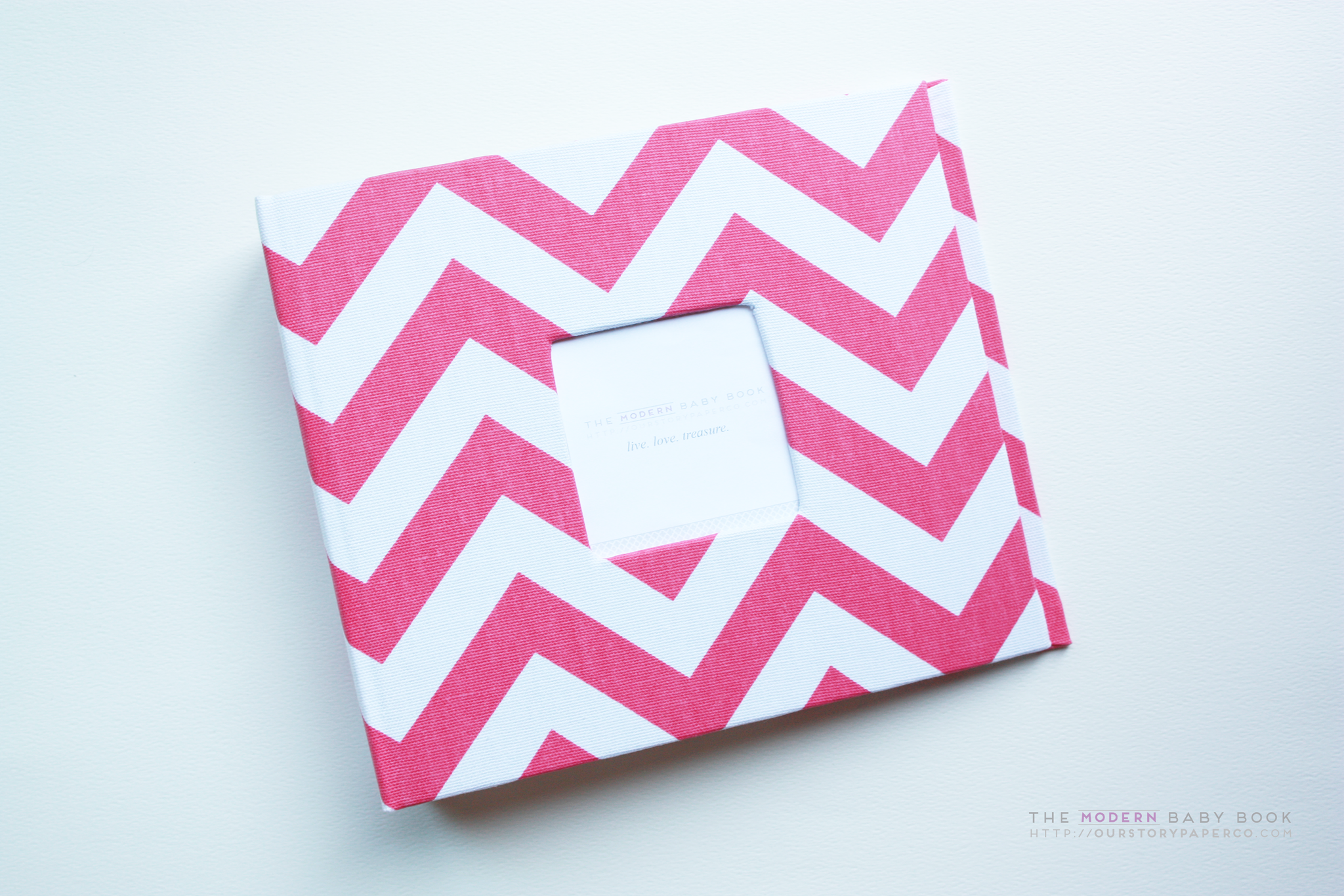 Hot Pink Chevron Modern Baby Book - Our Story Paper Co.