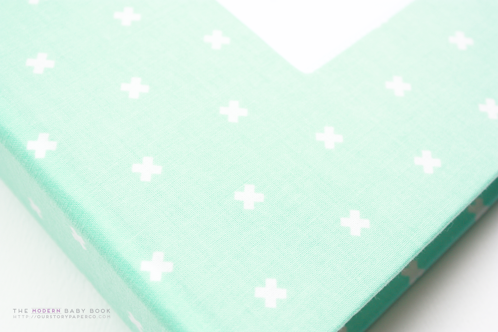 Mint Green Criss Cross  Modern Baby Book - Our Story Paper Co.