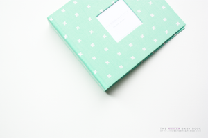Mint Green Criss Cross  Modern Baby Book - Our Story Paper Co.