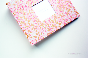 Pink Shimmery Ridge Modern Baby Book - Our Story Paper Co.