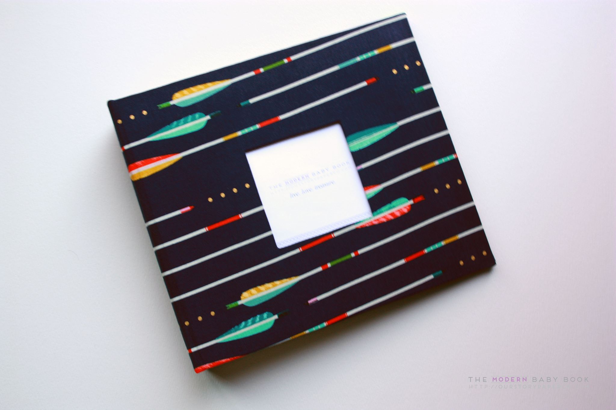 Navy Western Arrow  Modern Baby Book - Our Story Paper Co.