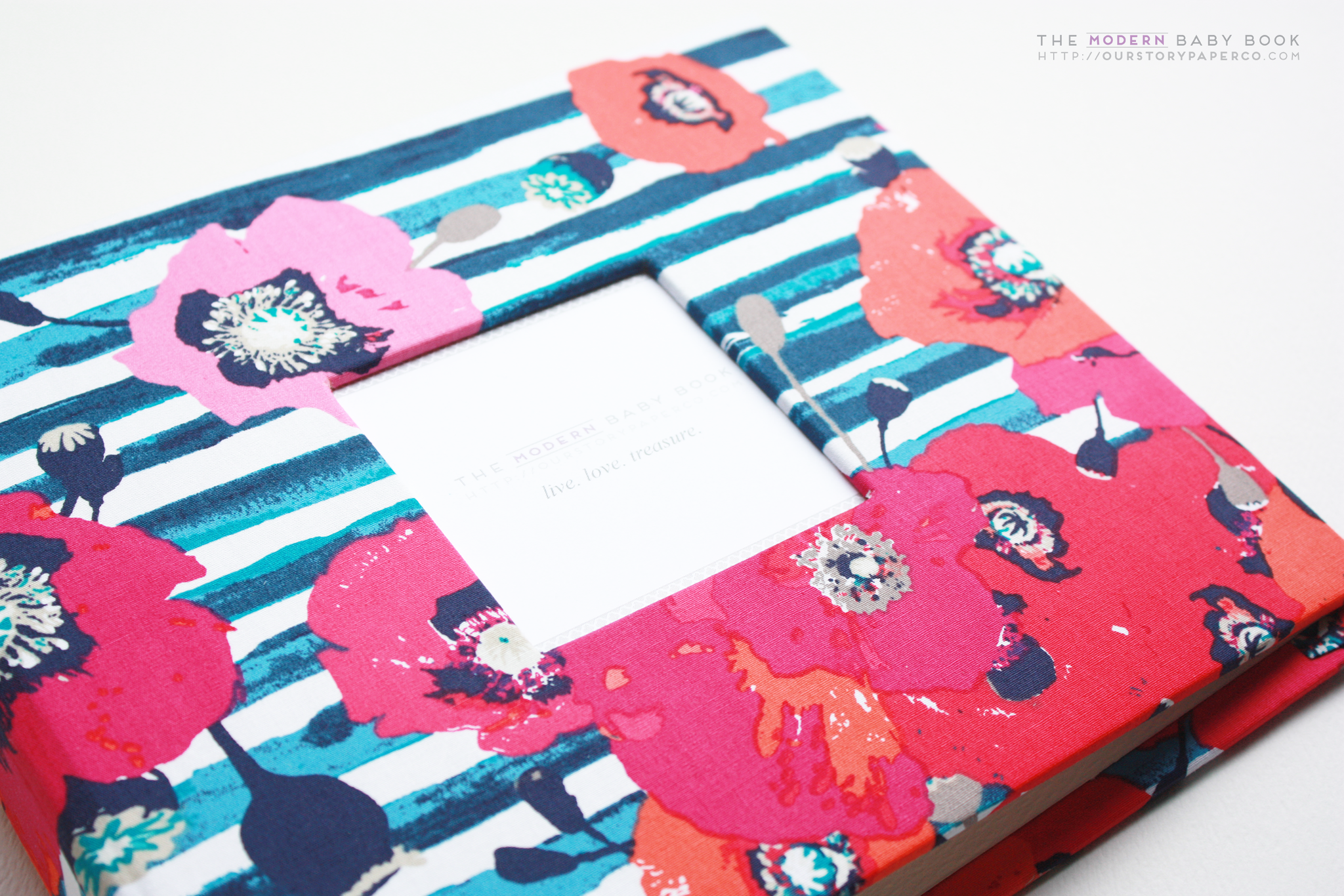 Navy Vintage Rose Modern Baby Book - Our Story Paper Co.