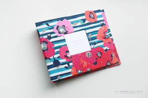 Navy Vintage Rose Modern Baby Book - Our Story Paper Co.