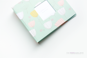 Mint and Coral Whimsical Dandelions Modern Baby Book - Our Story Paper Co.