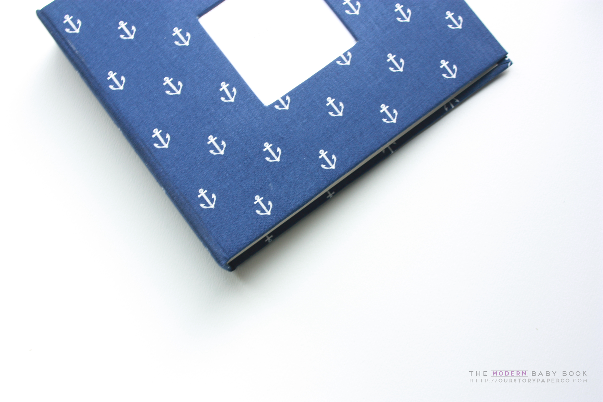 Navy Nautical Anchors Modern Baby Book - Our Story Paper Co.