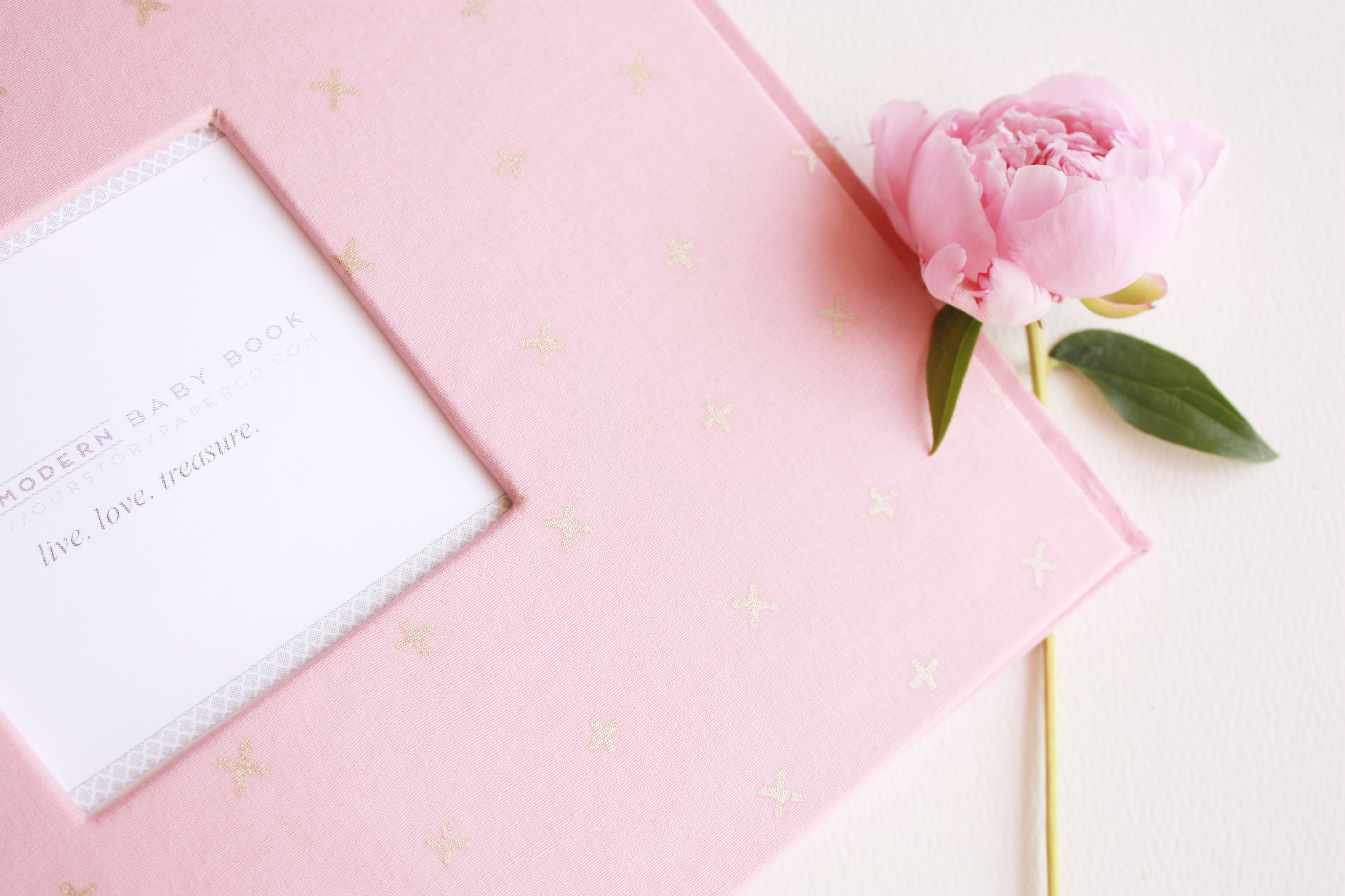 Baby Pink with Gold Criss Cross Keepsake Album - Our Story Paper Co.