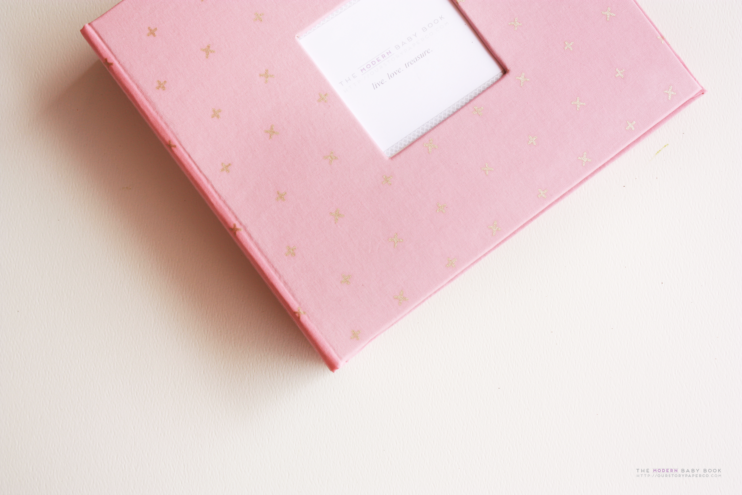 Baby Pink with Gold Criss Cross Keepsake Album - Our Story Paper Co.