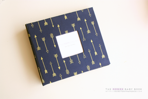 Navy Gold Arrow Modern Baby Book - Our Story Paper Co.