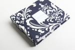 Navy Damask Modern Baby Book - Our Story Paper Co.