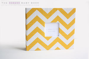 Yellow Chevron Modern Baby Book - Our Story Paper Co.