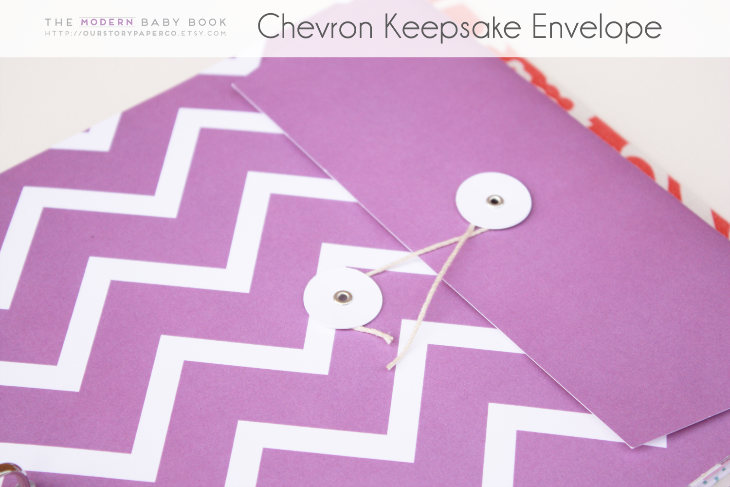 Colored Chevron on White Background Keepsake Envelopes - Our Story Paper Co.