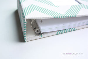 Teal Chevy Chevron Modern Baby Book - Our Story Paper Co.